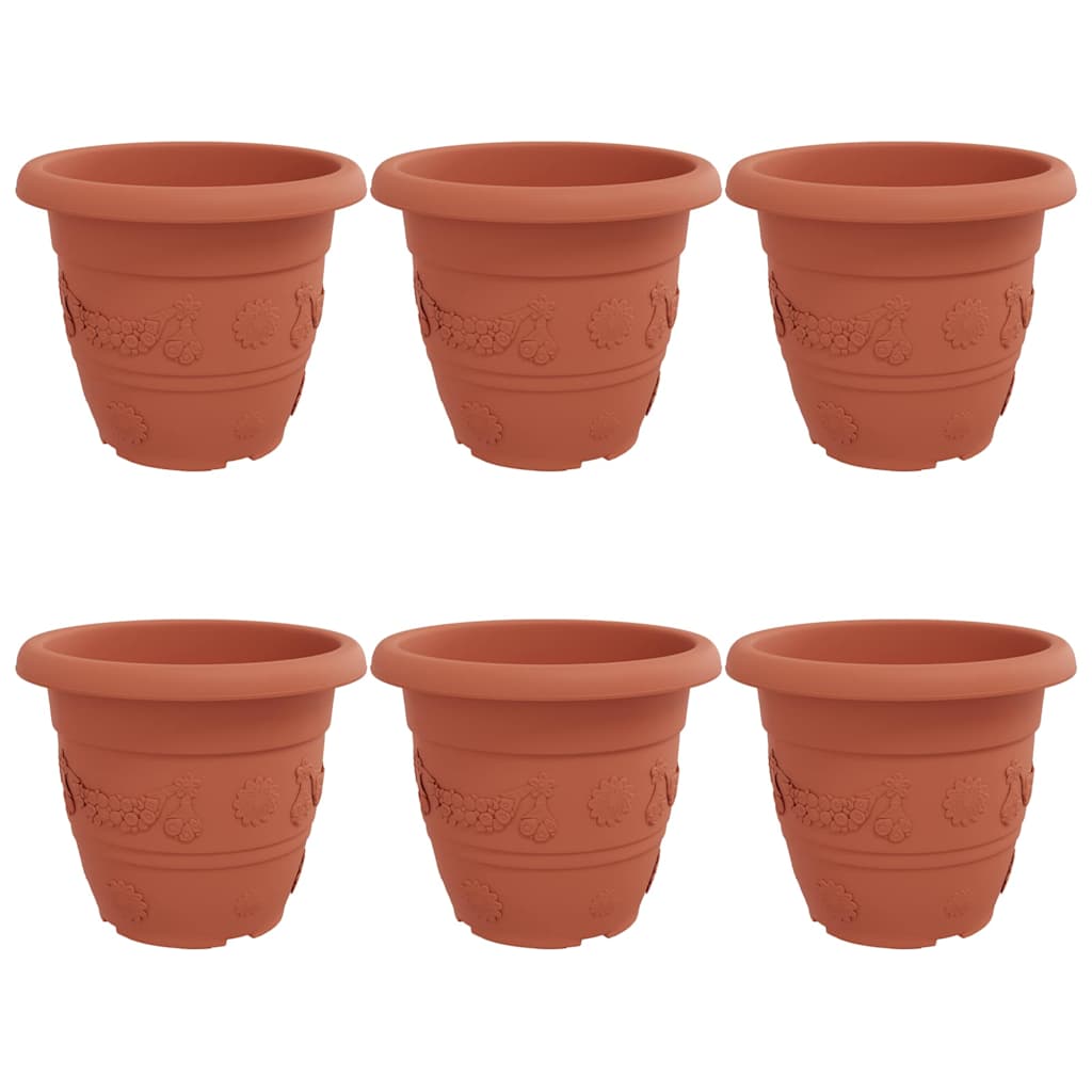vidaXL Round Flower Pot 6 pcs Brick Red Ø 34 x 28 cm Plastic