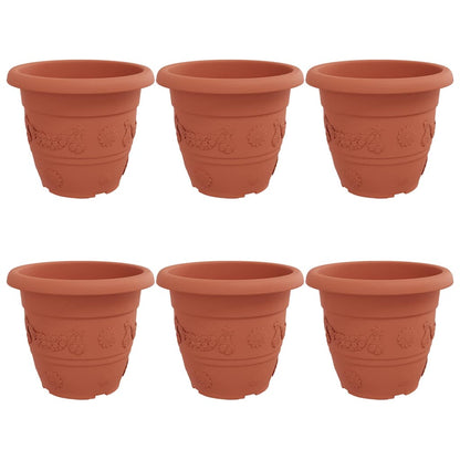 vidaXL Round Flower Pot 6 pcs Brick Red Ø 34 x 28 cm Plastic