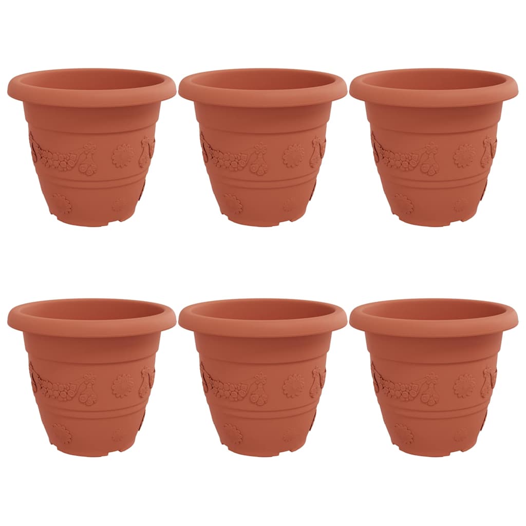 vidaXL Round Flower Pot 6 pcs Brick Red Ø 39 x 32 cm Plastic