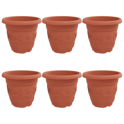 vidaXL Round Flower Pot 6 pcs Brick Red Ø 39 x 32 cm Plastic