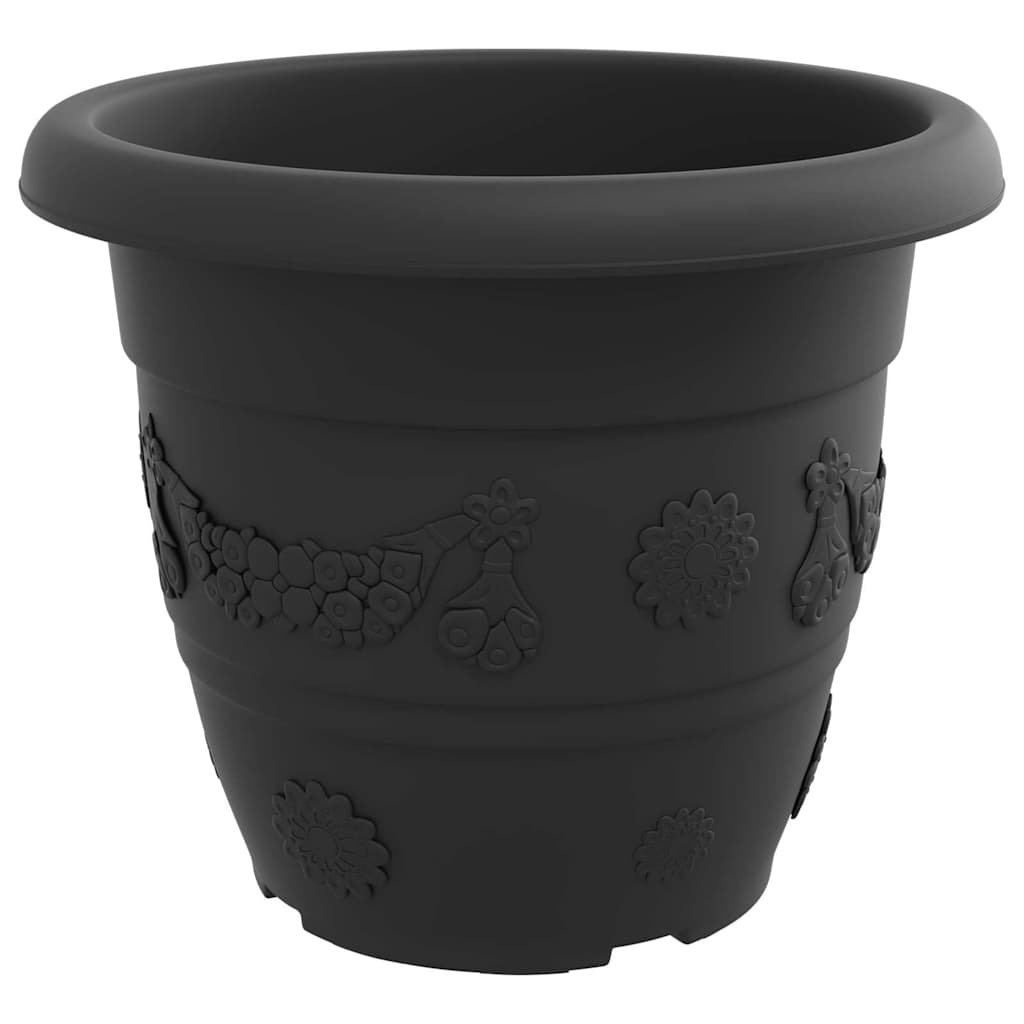 vidaXL Round Flower Pot 6 pcs Black Ø 34 x 28 cm Plastic
