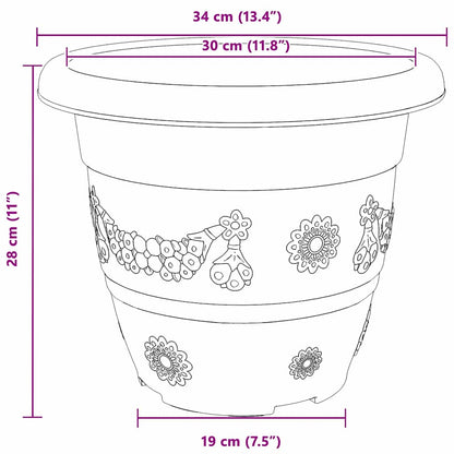 vidaXL Round Flower Pot 6 pcs Black Ø 34 x 28 cm Plastic