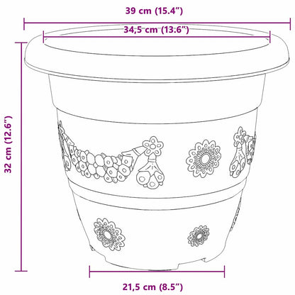 vidaXL Round Flower Pot 6 pcs Black Ø 39 x 32 cm Plastic