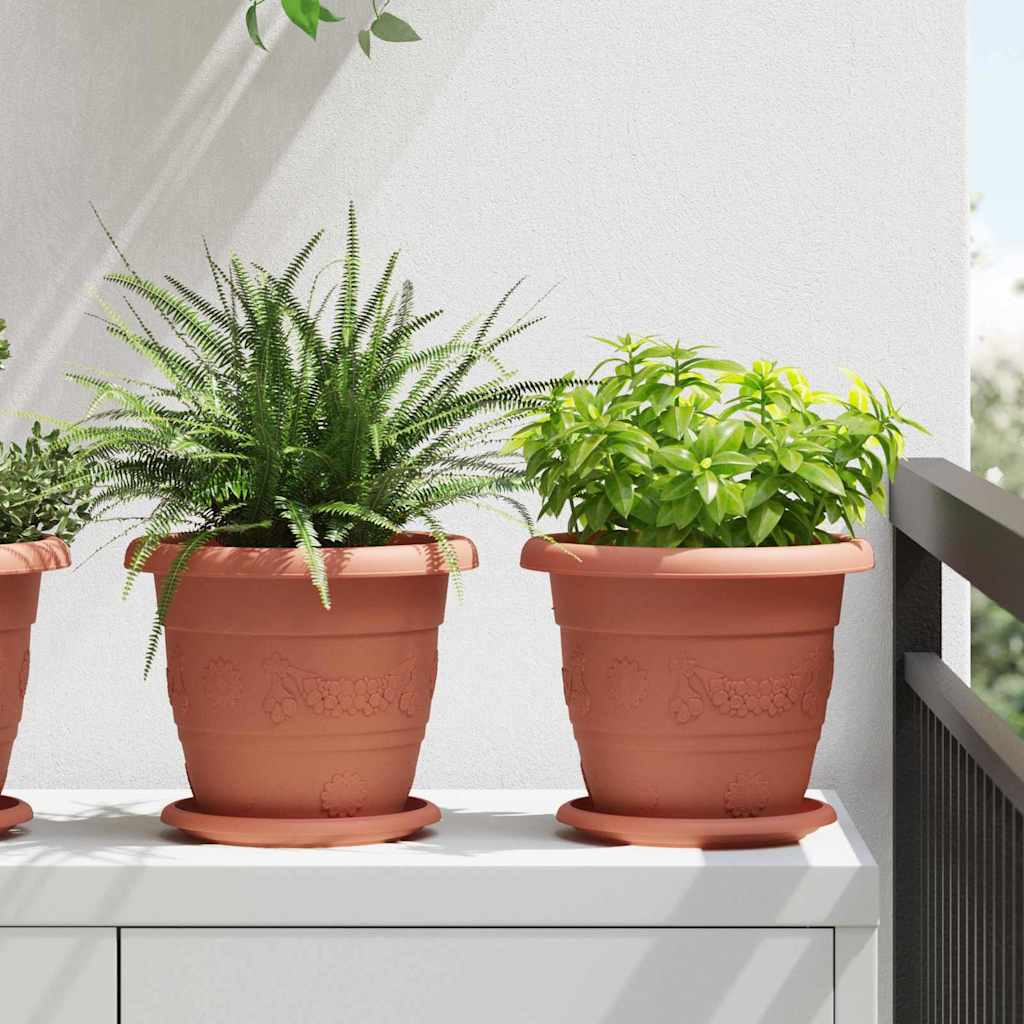 vidaXL Round Flower Pot 24 pcs Brick Red Ø 22 x 18 cm Plastic