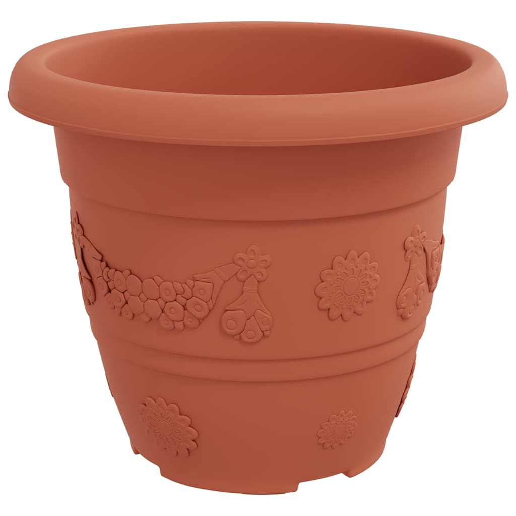 vidaXL Round Flower Pot 24 pcs Brick Red Ø 26 x 21.5 cm Plastic