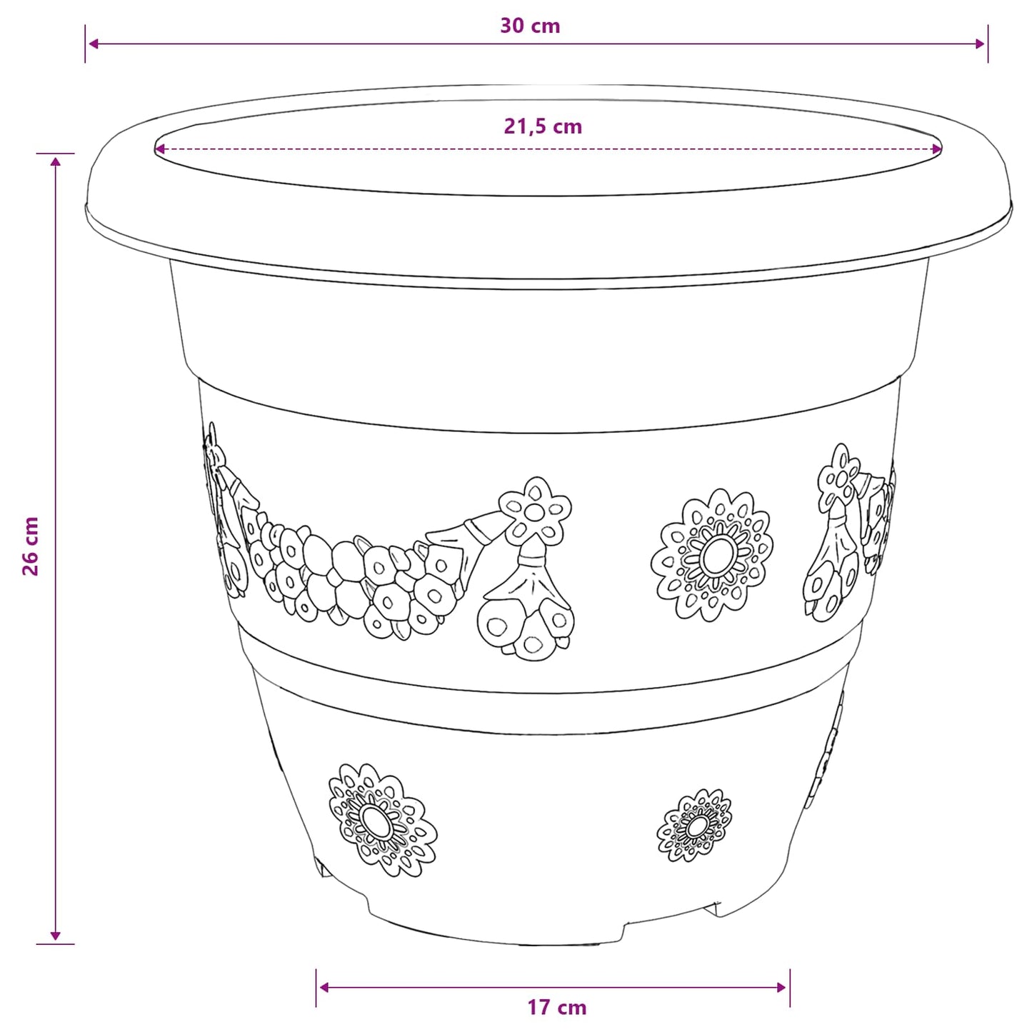 vidaXL Round Flower Pot 24 pcs Brick Red Ø 30 x 25 cm Plastic