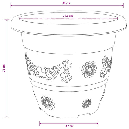 vidaXL Round Flower Pot 24 pcs Brick Red Ø 30 x 25 cm Plastic
