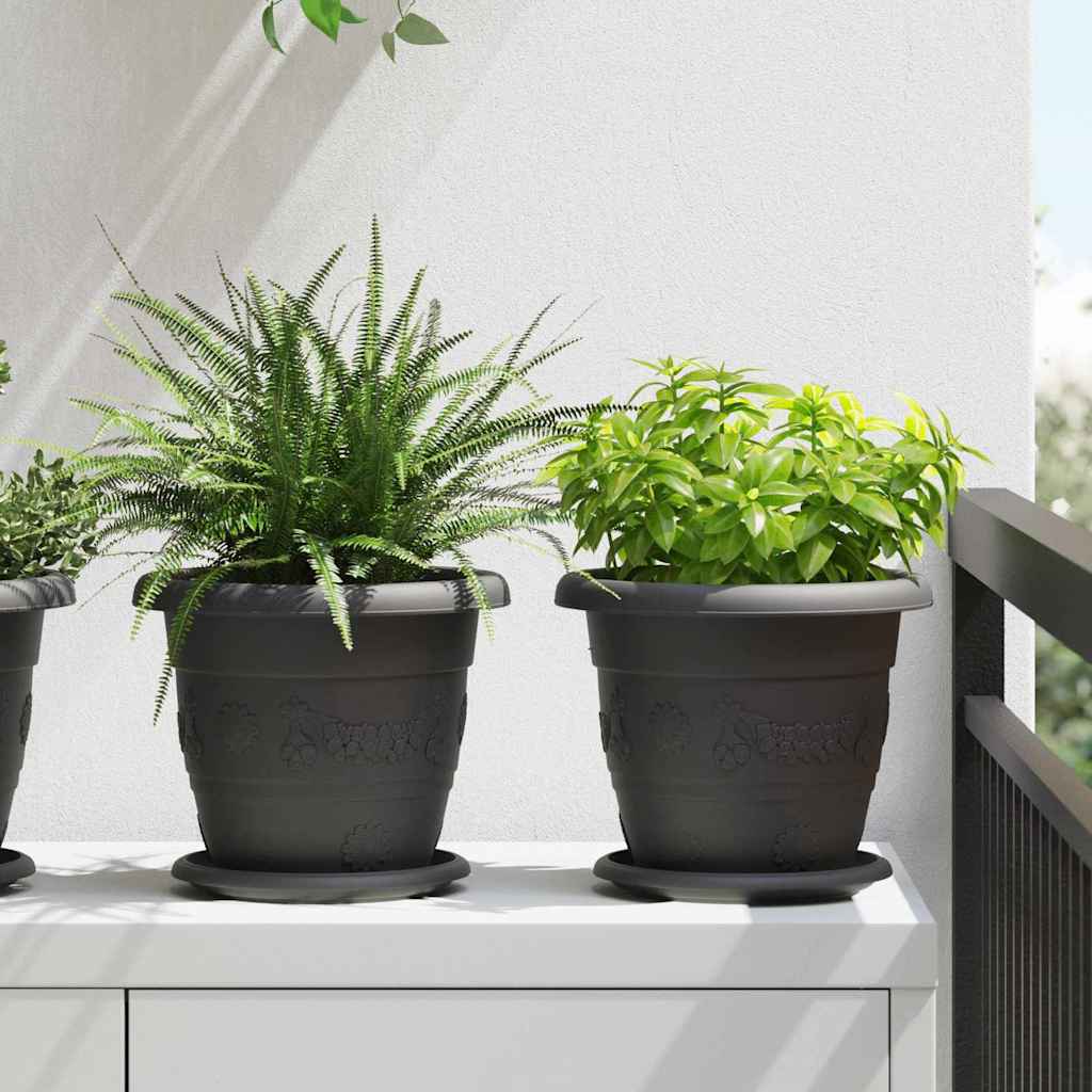 vidaXL Round Flower Pot 24 pcs Black Ø 22 x 18 cm Plastic