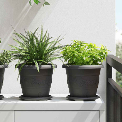 vidaXL Round Flower Pot 24 pcs Black Ø 22 x 18 cm Plastic