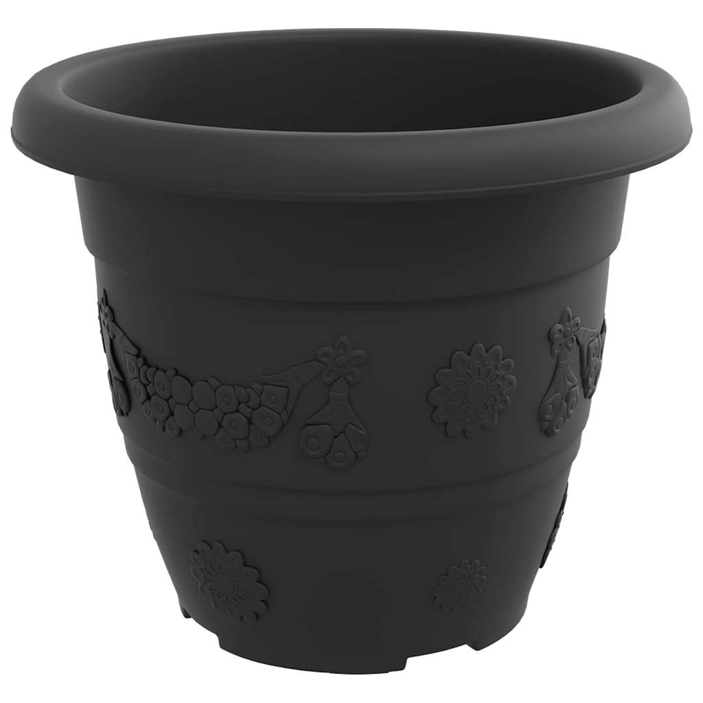 vidaXL Round Flower Pot 24 pcs Black Ø 22 x 18 cm Plastic
