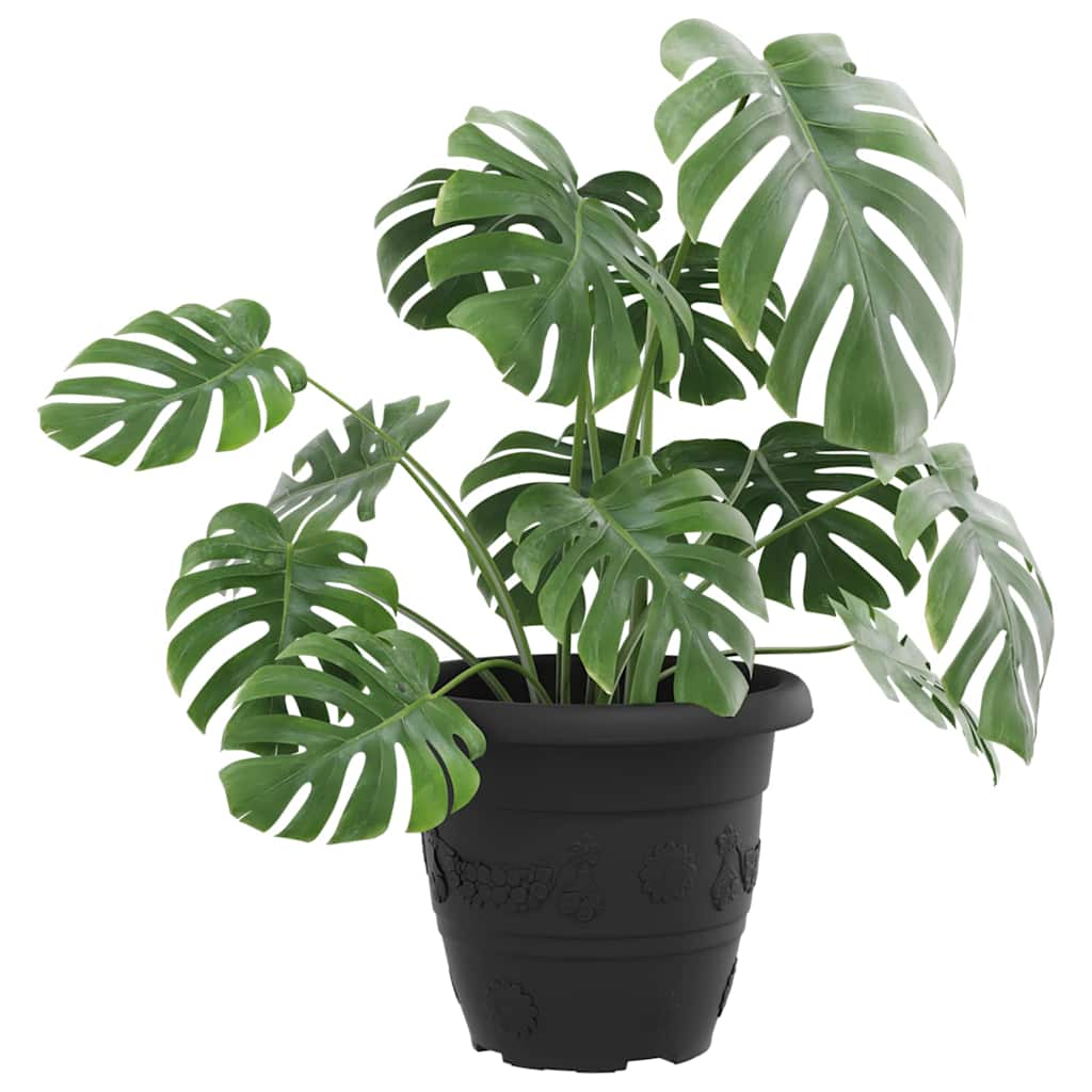 vidaXL Round Flower Pot 24 pcs Black Ø 22 x 18 cm Plastic