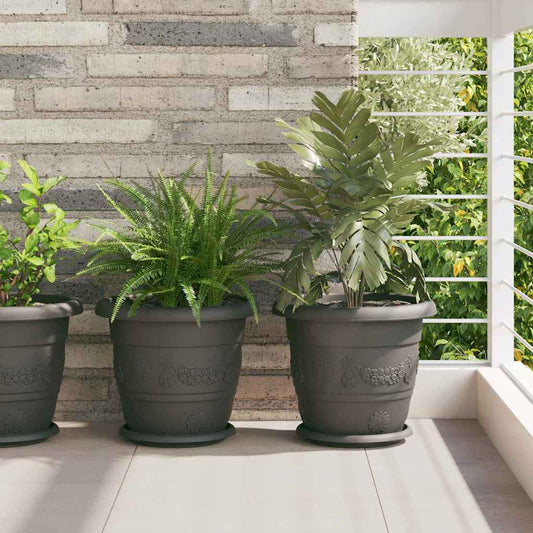 vidaXL Round Flower Pot 24 pcs Black Ø 30 x 25 cm Plastic