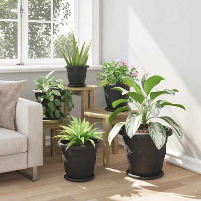 vidaXL Round Flower Pot 24 pcs Black Ø 30 x 25 cm Plastic