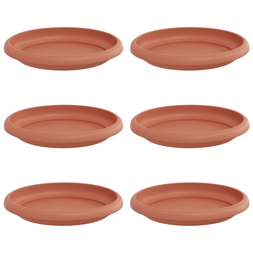 vidaXL Round Flower Tray 6 pcs Brick Red Ø 14 x 2 cm Plastic