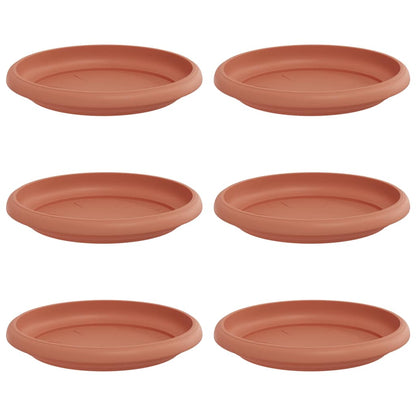 vidaXL Round Flower Tray 6 pcs Brick Red Ø 14 x 2 cm Plastic