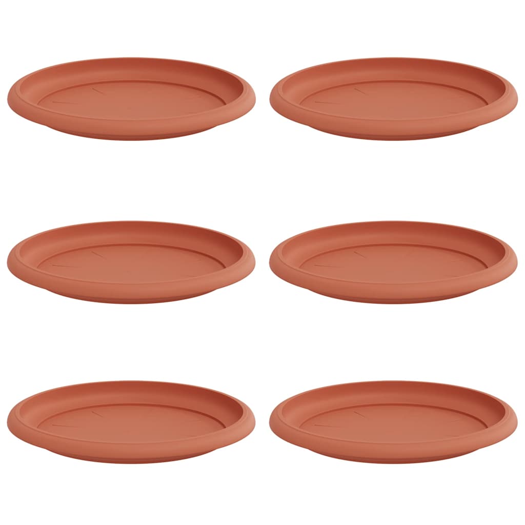 vidaXL Round Flower Tray 6 pcs Brick Red Ø 17.5 x 2 cm Plastic