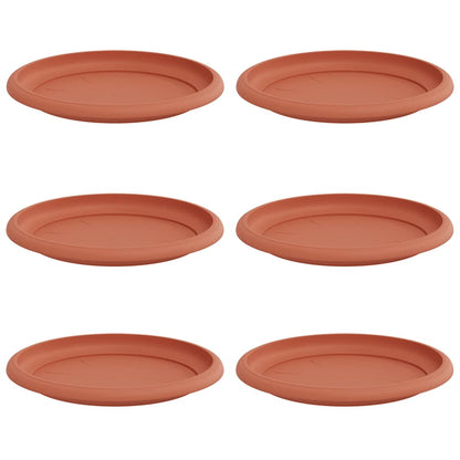 vidaXL Round Flower Tray 6 pcs Brick Red Ø 17.5 x 2 cm Plastic