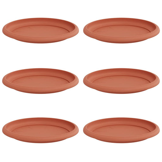 vidaXL Round Flower Tray 6 pcs Brick Red Ø 17.5 x 2 cm Plastic