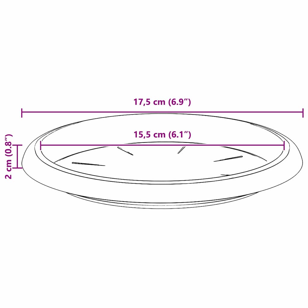 vidaXL Round Flower Tray 6 pcs Brick Red Ø 17.5 x 2 cm Plastic