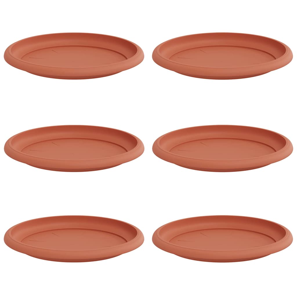 vidaXL Round Flower Tray 6 pcs Brick Red Ø 19 x 2 cm Plastic