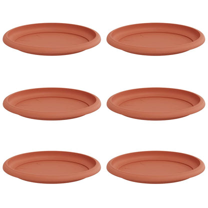 vidaXL Round Flower Tray 6 pcs Brick Red Ø 19 x 2 cm Plastic