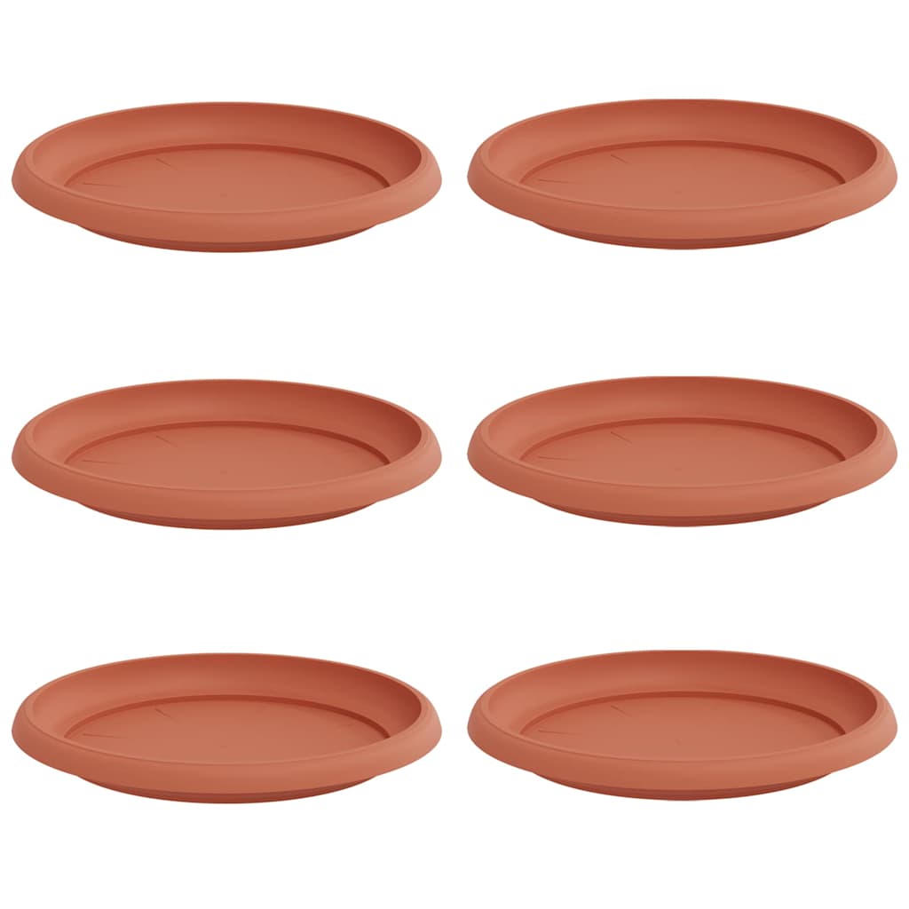 vidaXL Round Flower Tray 6 pcs Brick Red Ø 21.5 x 2.5 cm Plastic