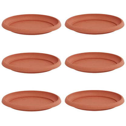 vidaXL Round Flower Tray 6 pcs Brick Red Ø 21.5 x 2.5 cm Plastic