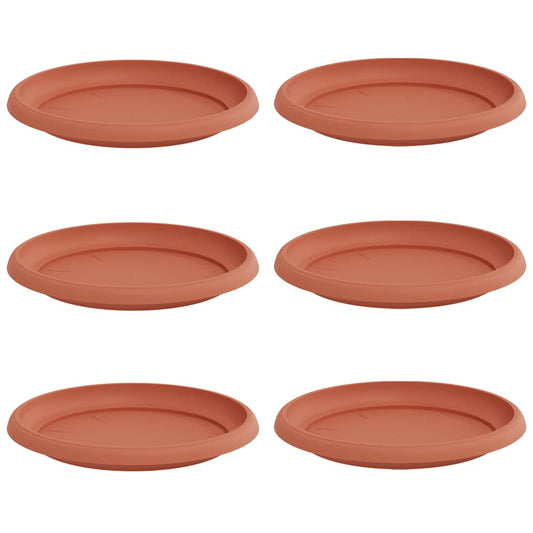 vidaXL Round Flower Tray 6 pcs Brick Red Ø 21.5 x 2.5 cm Plastic