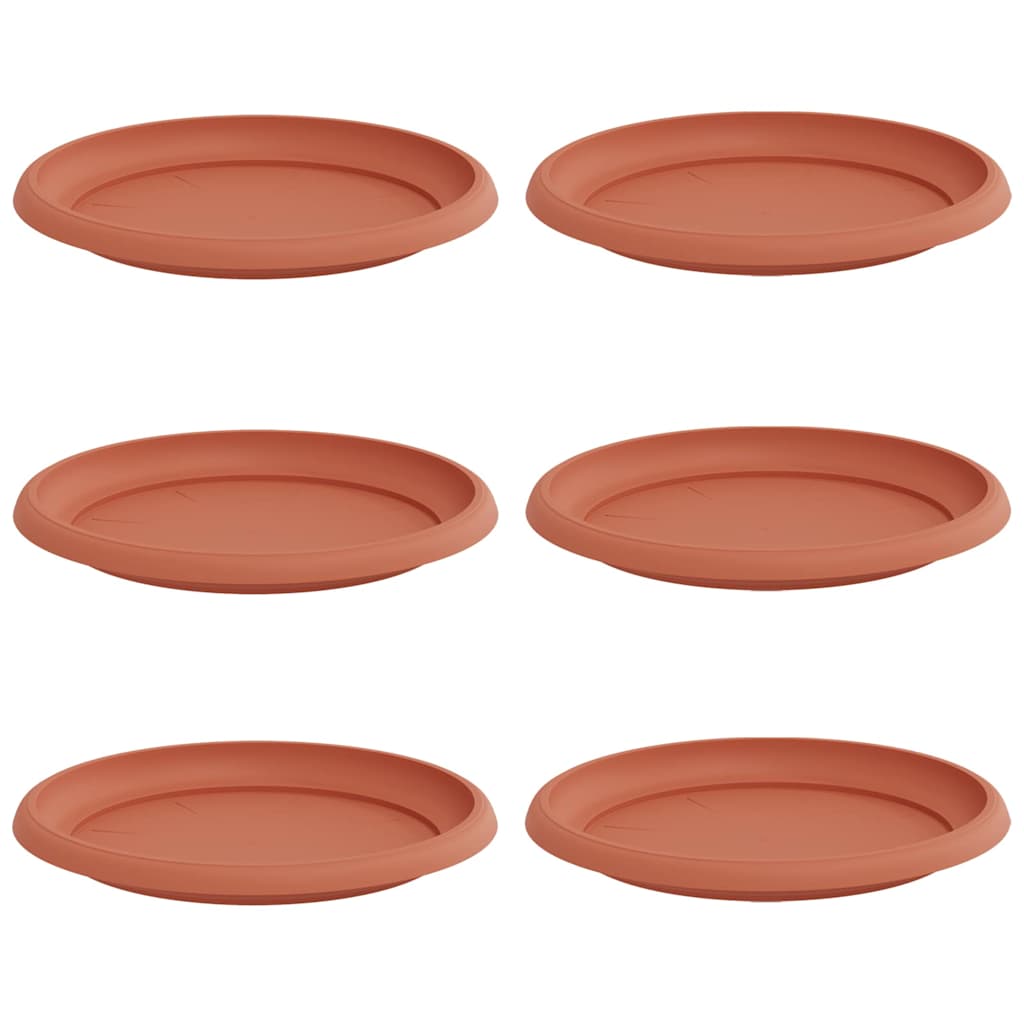 vidaXL Round Flower Tray 6 pcs Brick Red Ø 23.5 x 2.5 cm Plastic