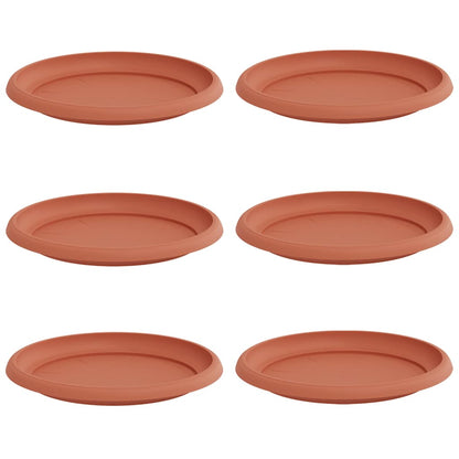 vidaXL Round Flower Tray 6 pcs Brick Red Ø 23.5 x 2.5 cm Plastic