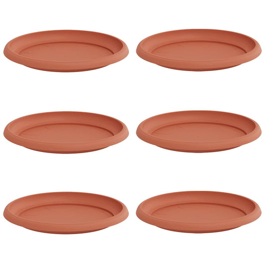 vidaXL Round Flower Tray 6 pcs Brick Red Ø 23.5 x 2.5 cm Plastic