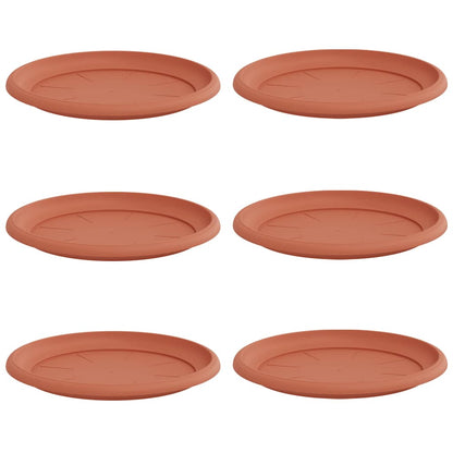 vidaXL Round Flower Tray 6 pcs Brick Red Ø 27 x 2.5 cm Plastic