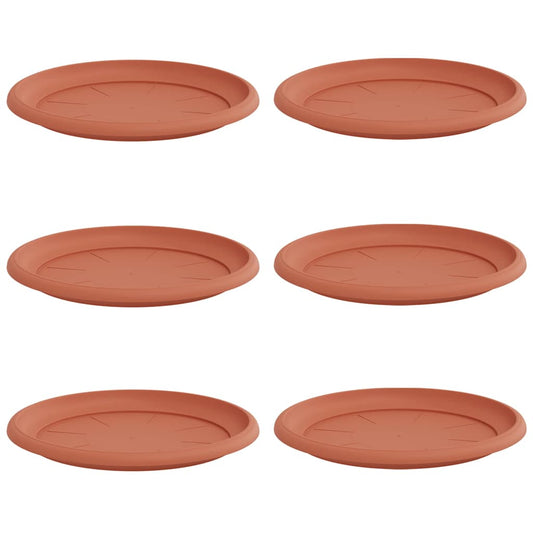 vidaXL Round Flower Tray 6 pcs Brick Red Ø 27 x 2.5 cm Plastic