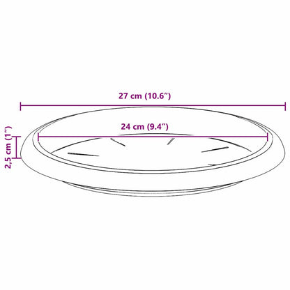 vidaXL Round Flower Tray 6 pcs Brick Red Ø 27 x 2.5 cm Plastic