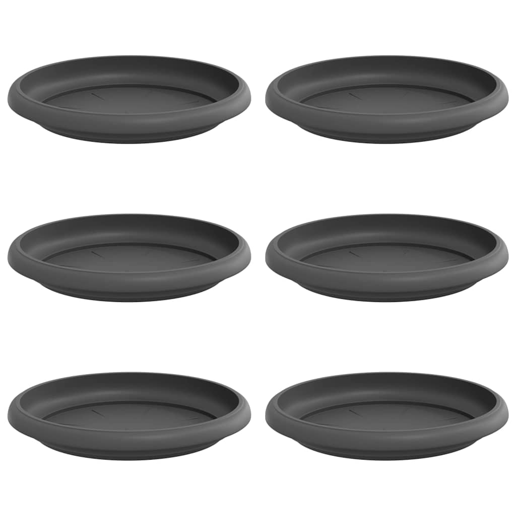 vidaXL Round Flower Tray 6 pcs Black Ø 15.5 x 2 cm Plastic