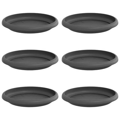 vidaXL Round Flower Tray 6 pcs Black Ø 15.5 x 2 cm Plastic