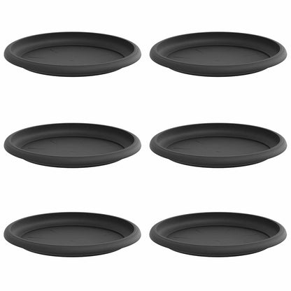 vidaXL Round Flower Tray 6 pcs Black Ø 17.5 x 2 cm Plastic
