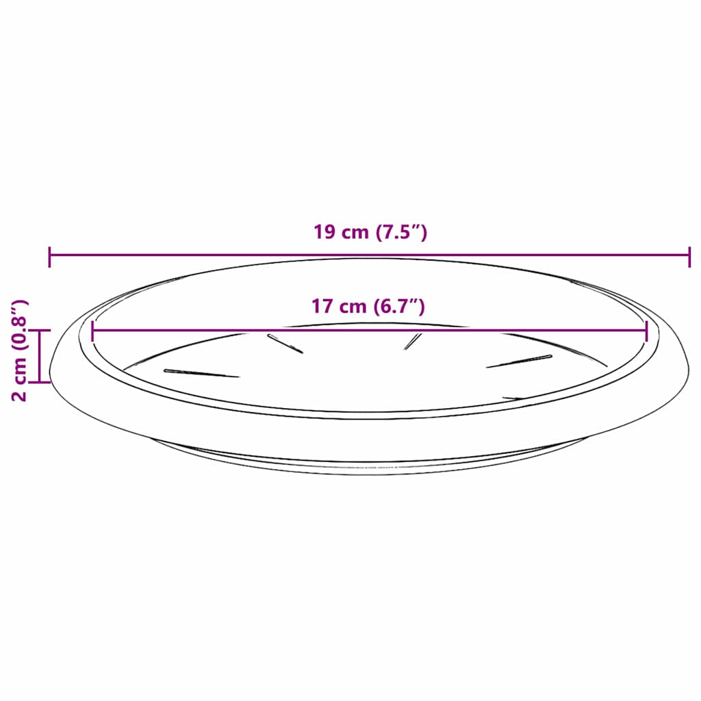 vidaXL Round Flower Tray 6 pcs Black Ø 19 x 2 cm Plastic