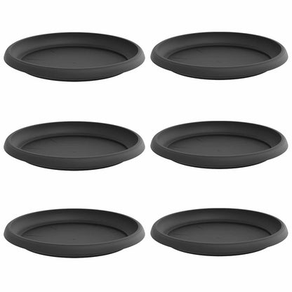vidaXL Round Flower Tray 6 pcs Black Ø 21.5 x 2.5 cm Plastic