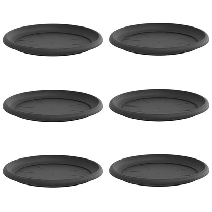 vidaXL Round Flower Tray 6 pcs Black Ø 27 x 2.5 cm Plastic