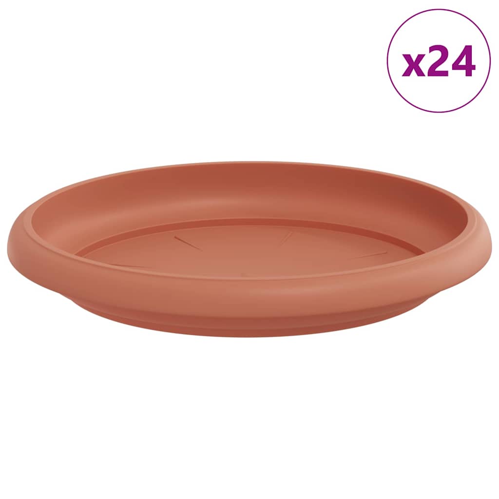 vidaXL Round Flower Tray 24 pcs Brick Red Ø 14 x 2 cm Plastic