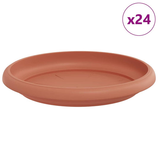 vidaXL Round Flower Tray 24 pcs Brick Red Ø 14 x 2 cm Plastic