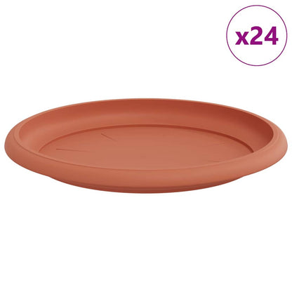 vidaXL Round Flower Tray 24 pcs Brick Red Ø 19 x 2 cm Plastic