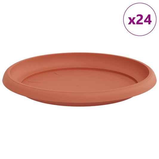 vidaXL Round Flower Tray 24 pcs Brick Red Ø 21.5 x 2.5 cm Plastic