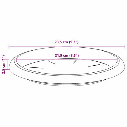 vidaXL Round Flower Tray 24 pcs Brick Red Ø 23.5 x 2.5 cm Plastic