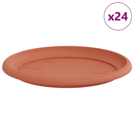 vidaXL Round Flower Tray 24 pcs Brick Red Ø 27 x 2.5 cm Plastic