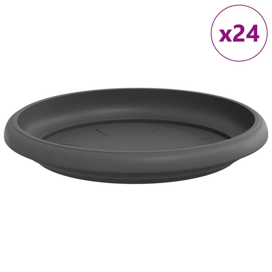 vidaXL Round Flower Tray 24 pcs Black Ø 15.5 x 2 cm Plastic