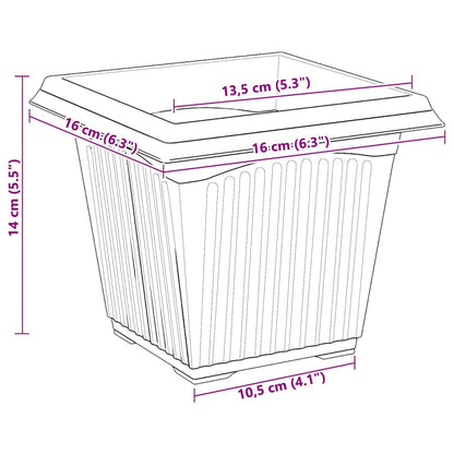 vidaXL Square Flower Pot 6 pcs Brick Red 16 x 16 x 14 cm Plastic