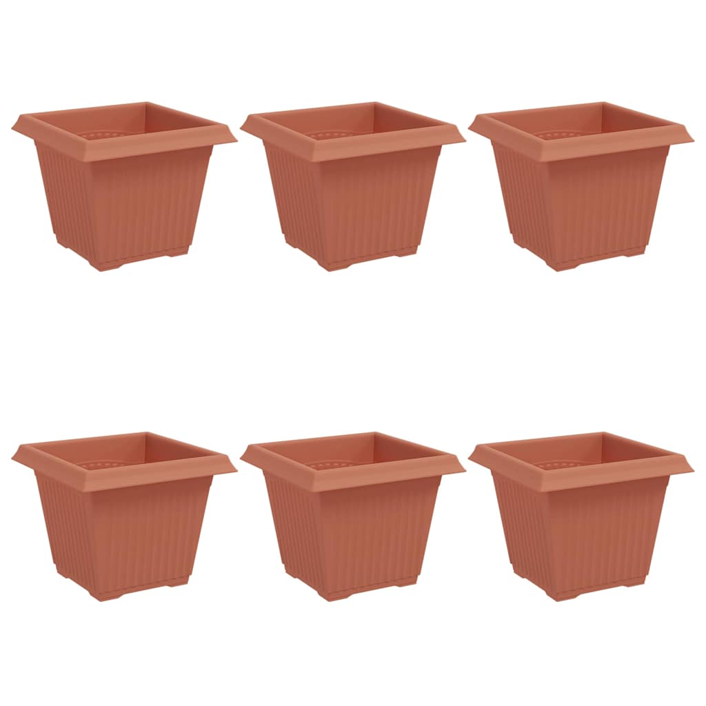 vidaXL Square Flower Pot 6 pcs Brick Red 20 x 20 x 16 cm Plastic