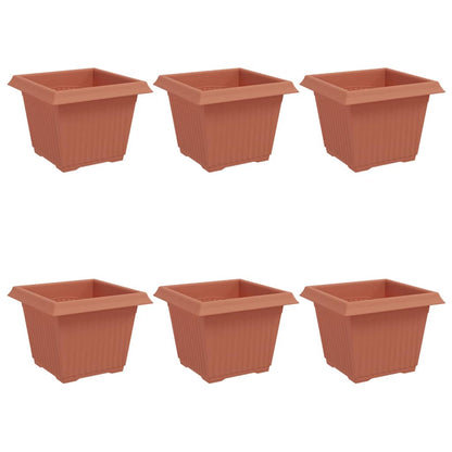 vidaXL Square Flower Pot 6 pcs Brick Red 23 x 23 x 17.5 cm Plastic